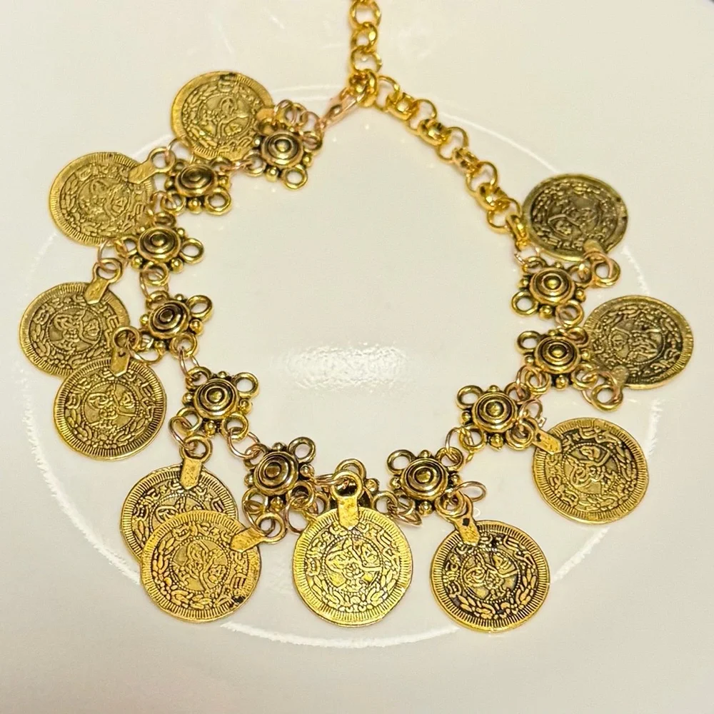 Chic Gold Coin Charm Bracelet - Picture 1 of 4